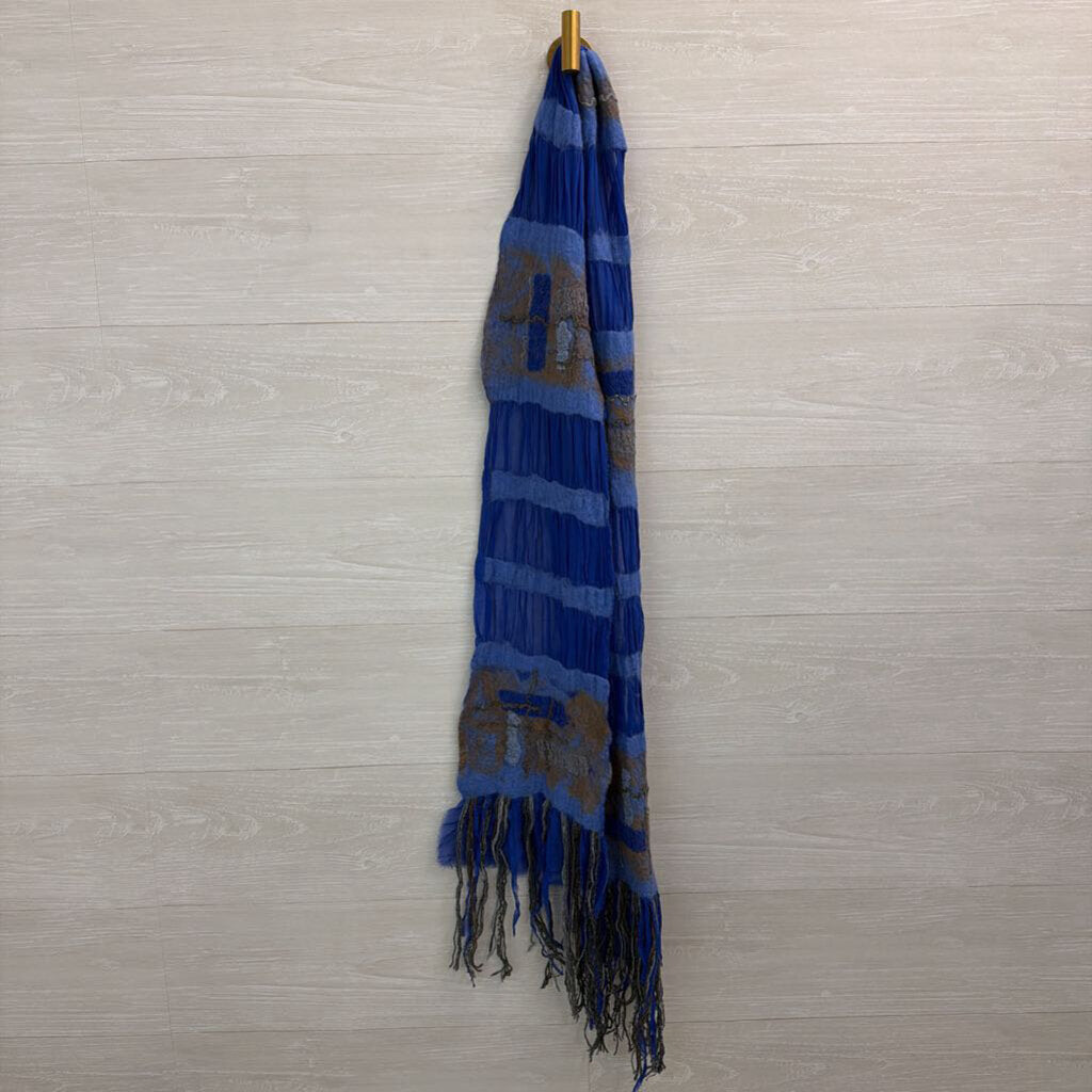 Blue/ Grey Fringe Edge Scarf
