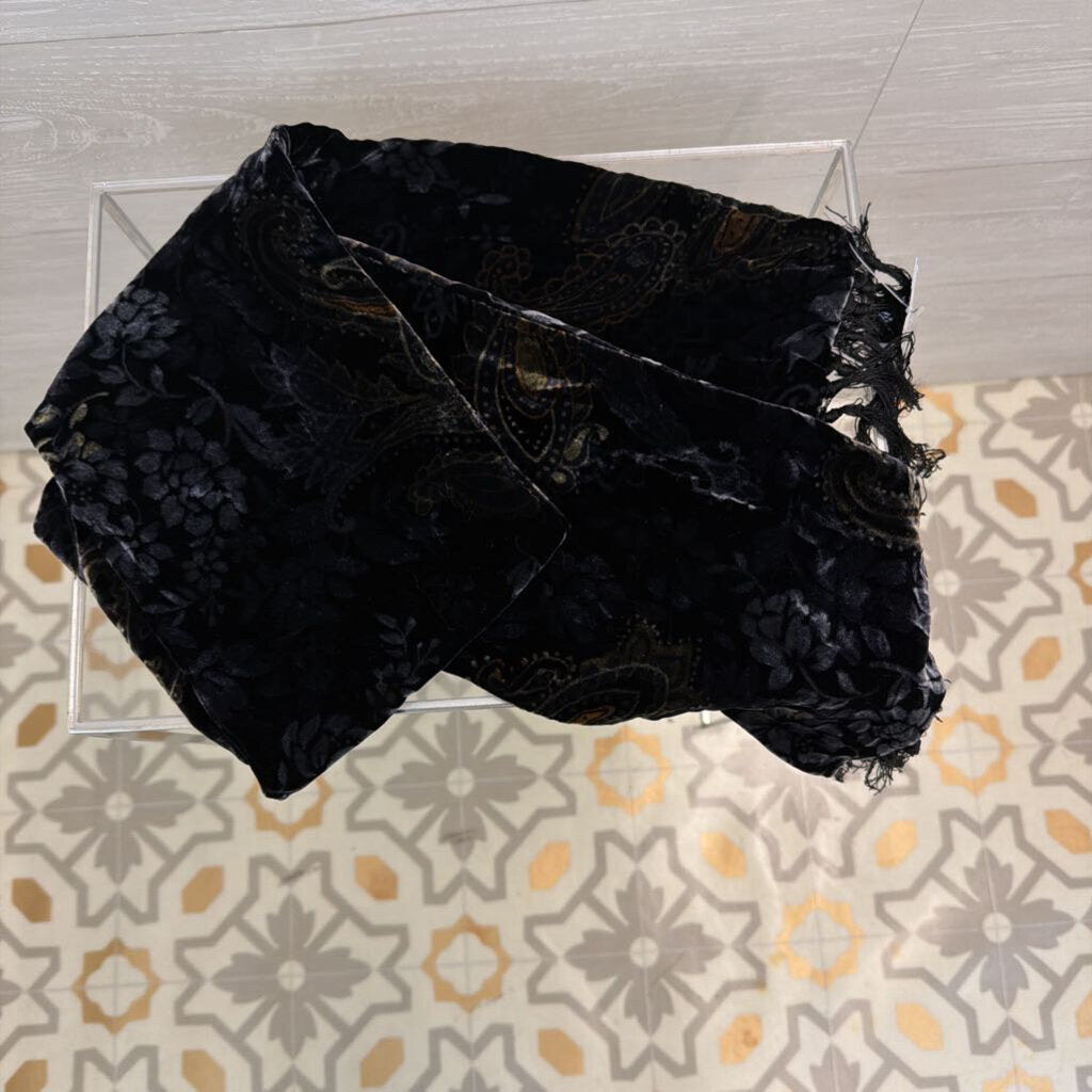Black Velvet Print Scarf