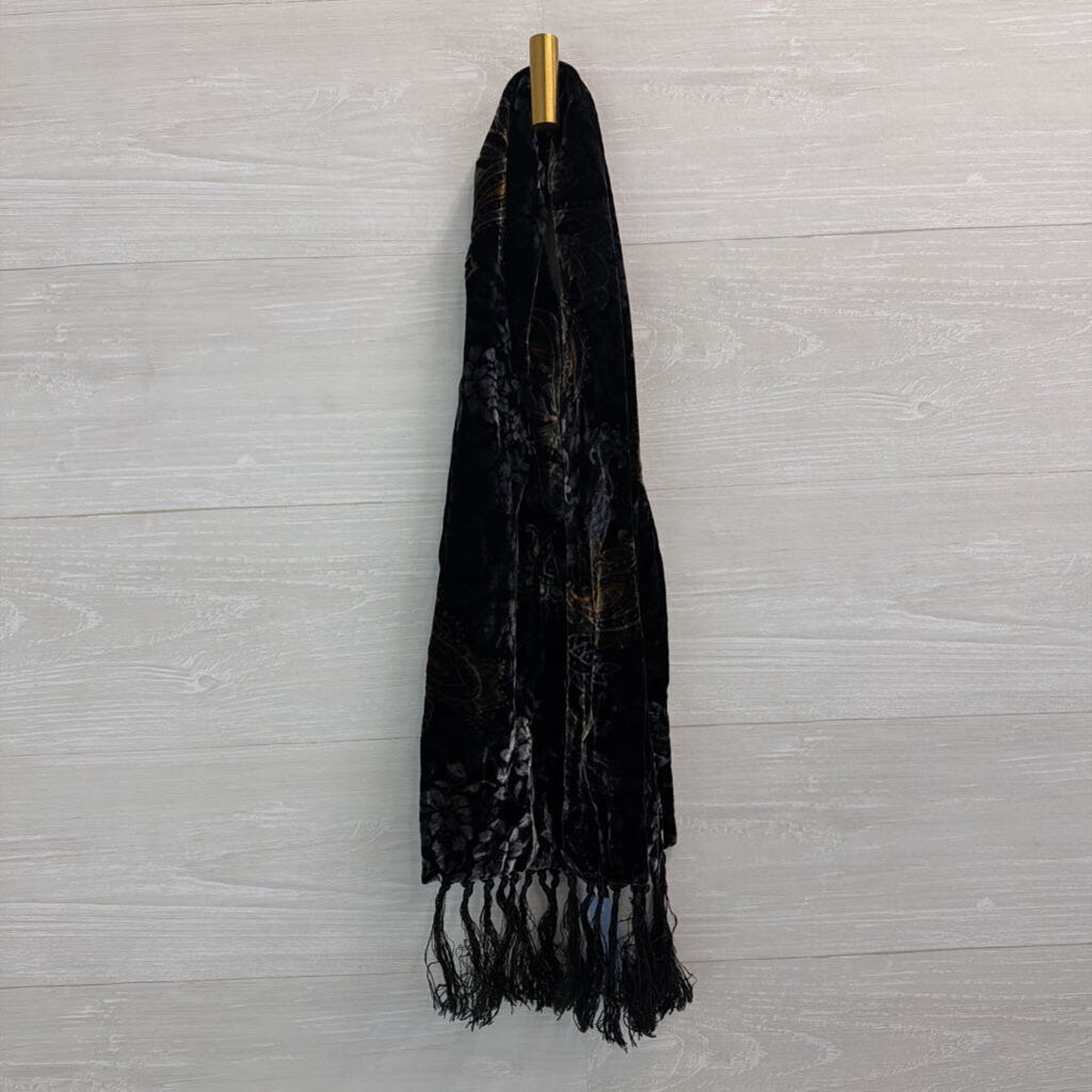 Black Velvet Print Scarf