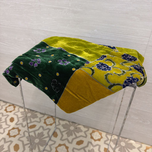 Green Velvet Print Scarf