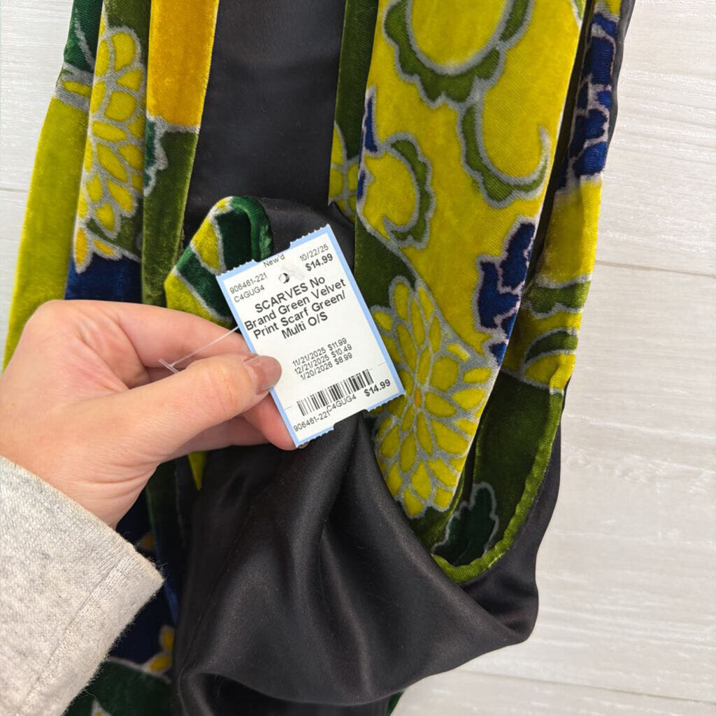 Green Velvet Print Scarf