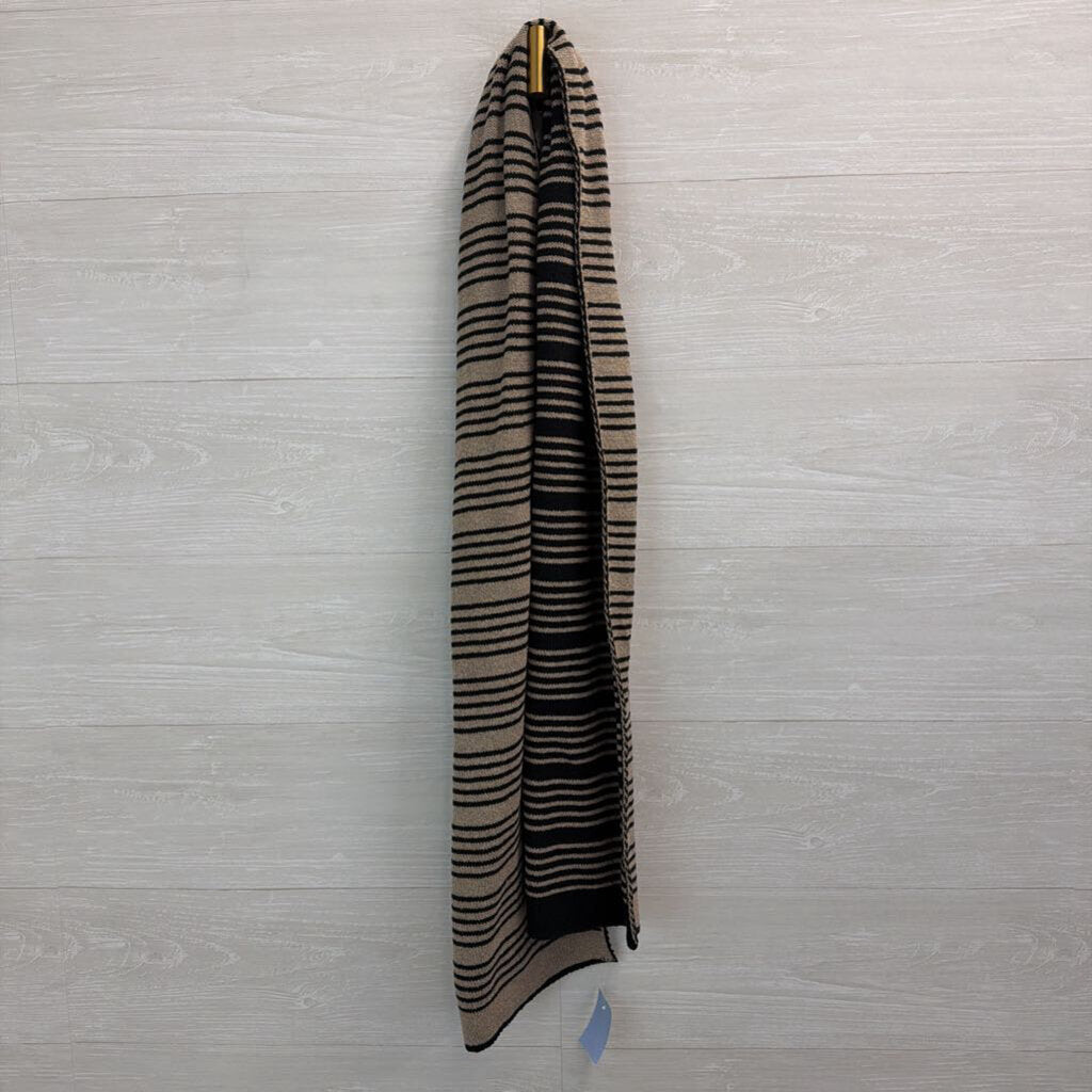Black/ Beige Striped Knit Scarf