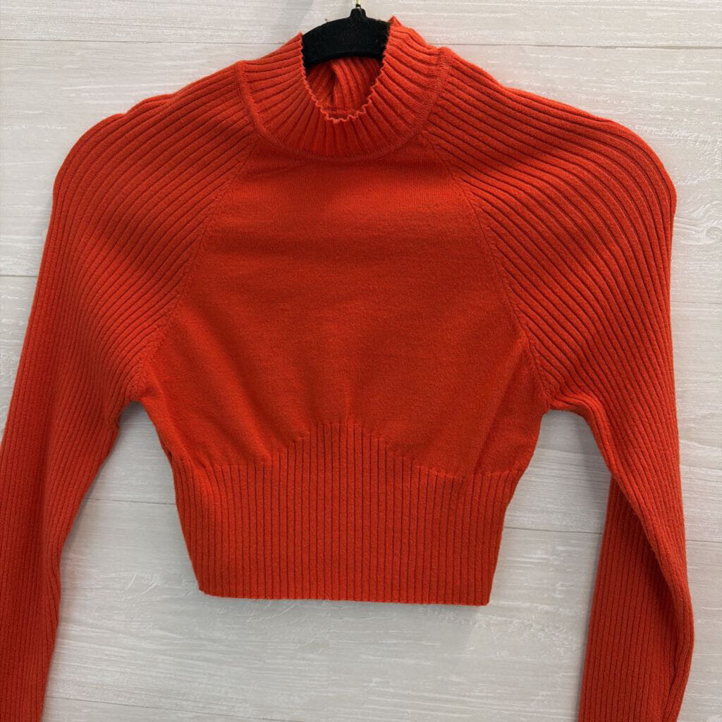LA Hearts Orange Cropped Mock Neck Sweater Top Small