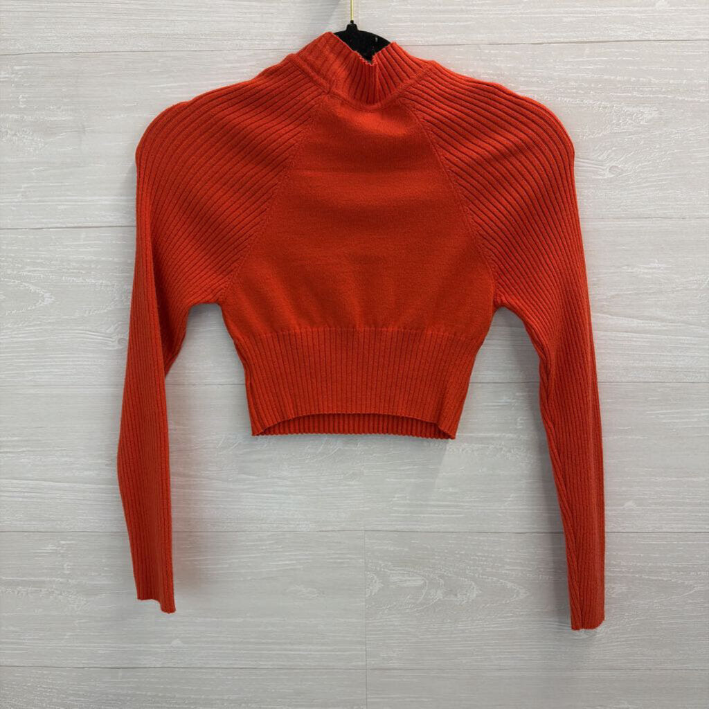 LA Hearts Orange Cropped Mock Neck Sweater Top Small