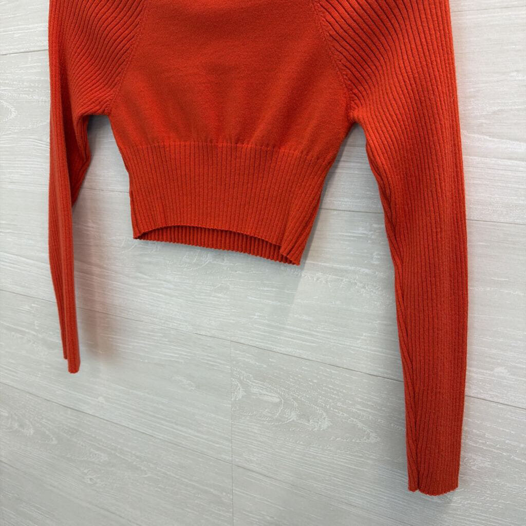 LA Hearts Orange Cropped Mock Neck Sweater Top Small