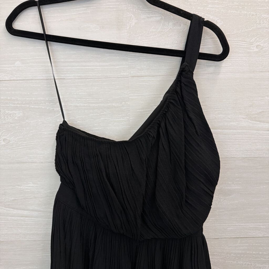 Kimchi Blue Black Pleated One Shoulder Mini Dress Medium