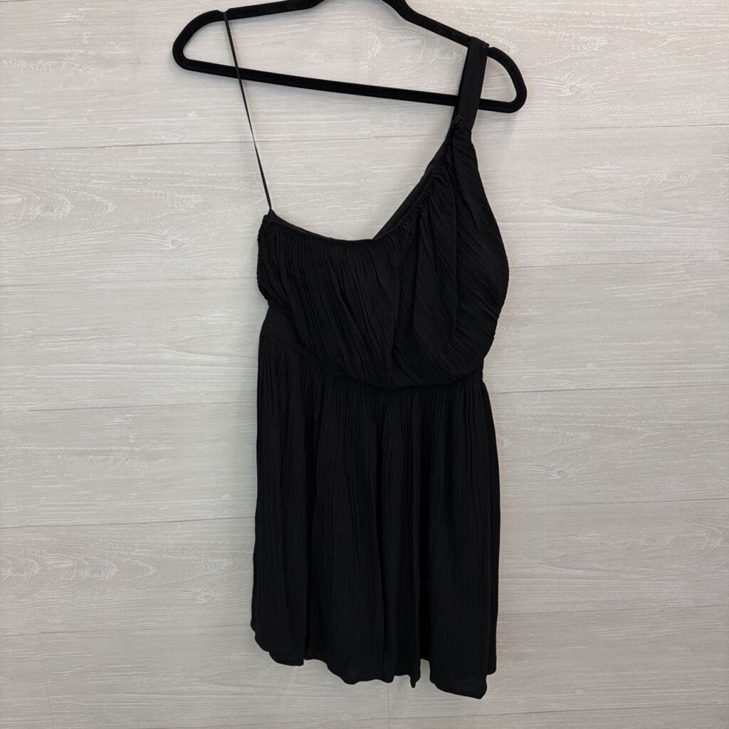 Kimchi Blue Black Pleated One Shoulder Mini Dress Medium