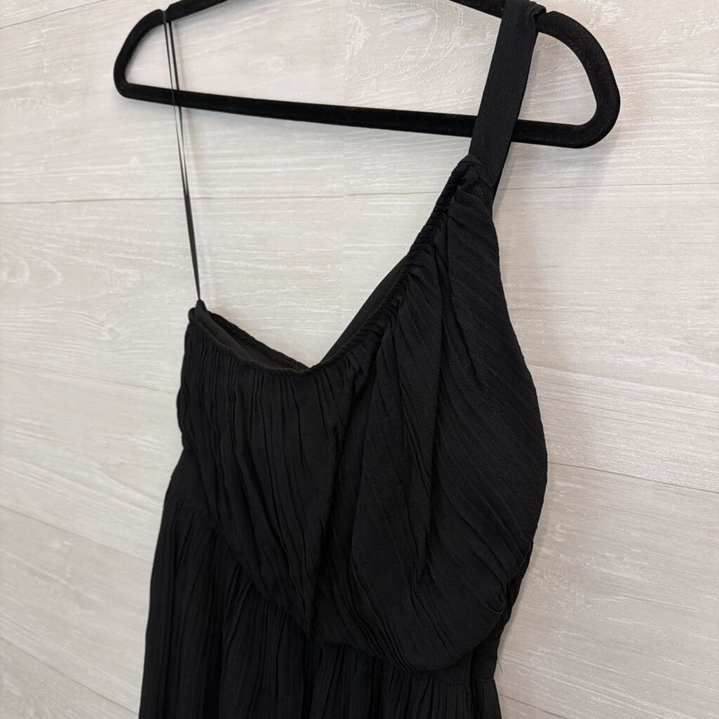 Kimchi Blue Black Pleated One Shoulder Mini Dress Medium