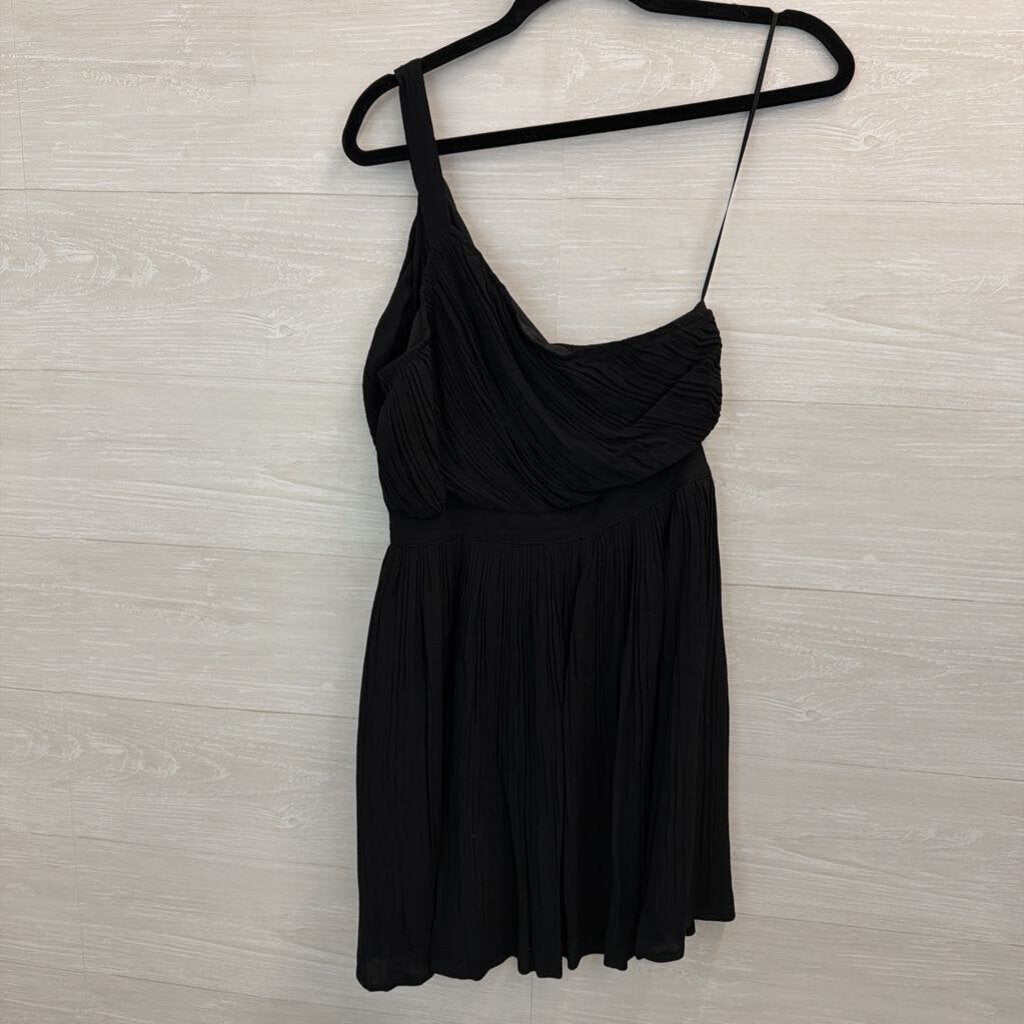 Kimchi Blue Black Pleated One Shoulder Mini Dress Medium