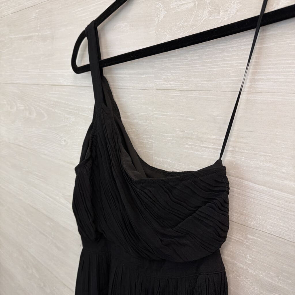 Kimchi Blue Black Pleated One Shoulder Mini Dress Medium