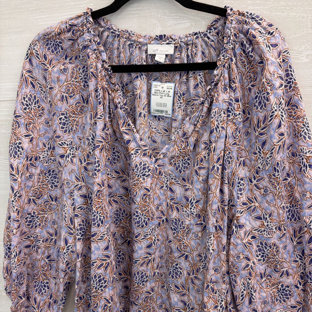 J Jill Blue Print Long Sleeve Top 4X
