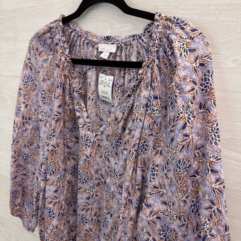 J Jill Blue Print Long Sleeve Top 4X