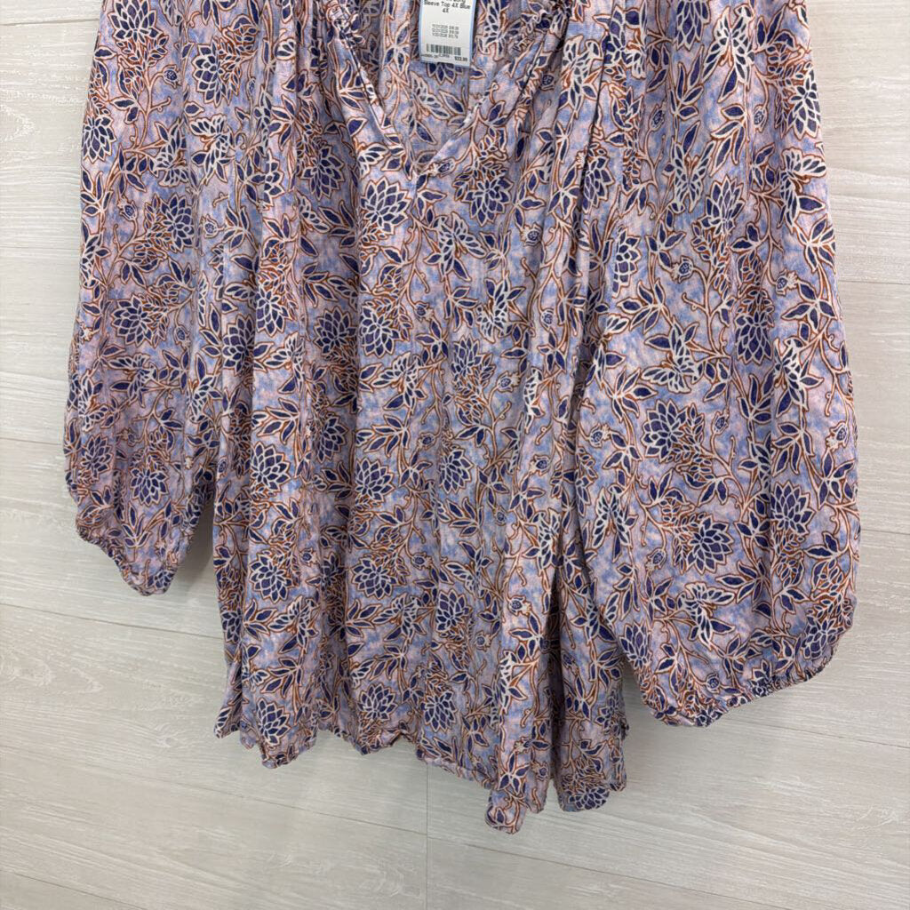 J Jill Blue Print Long Sleeve Top 4X