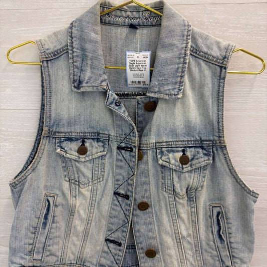 American Eagle Light Wash Denim Vest Top Medium