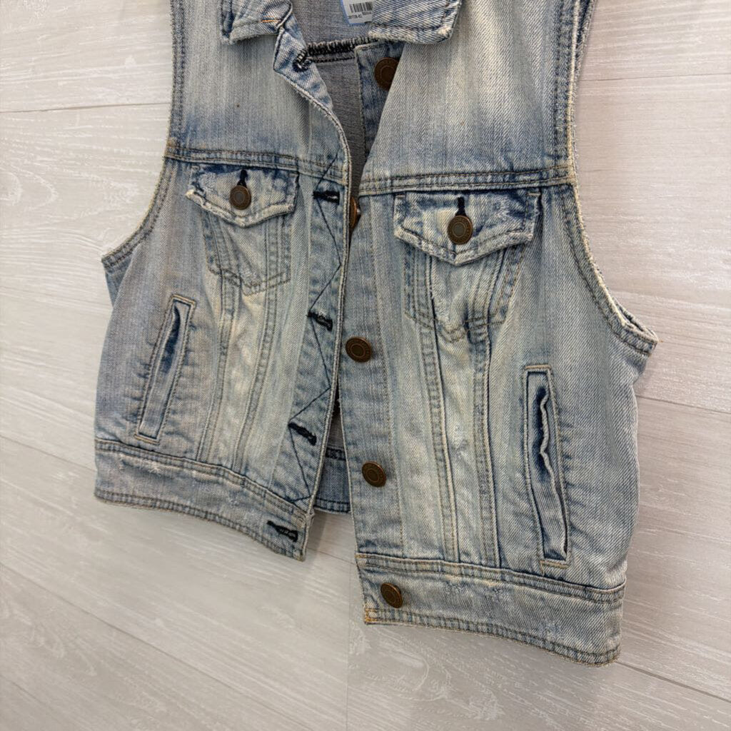 American Eagle Light Wash Denim Vest Top Medium
