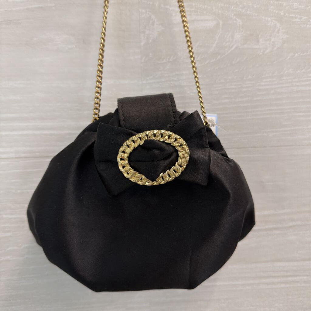 Betsey Johnson Black Silky Bow Front Small Purse