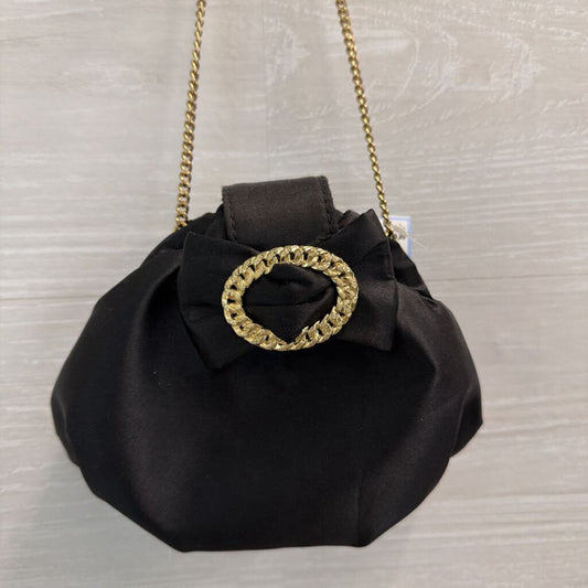 Betsey Johnson Black Silky Bow Front Small Purse