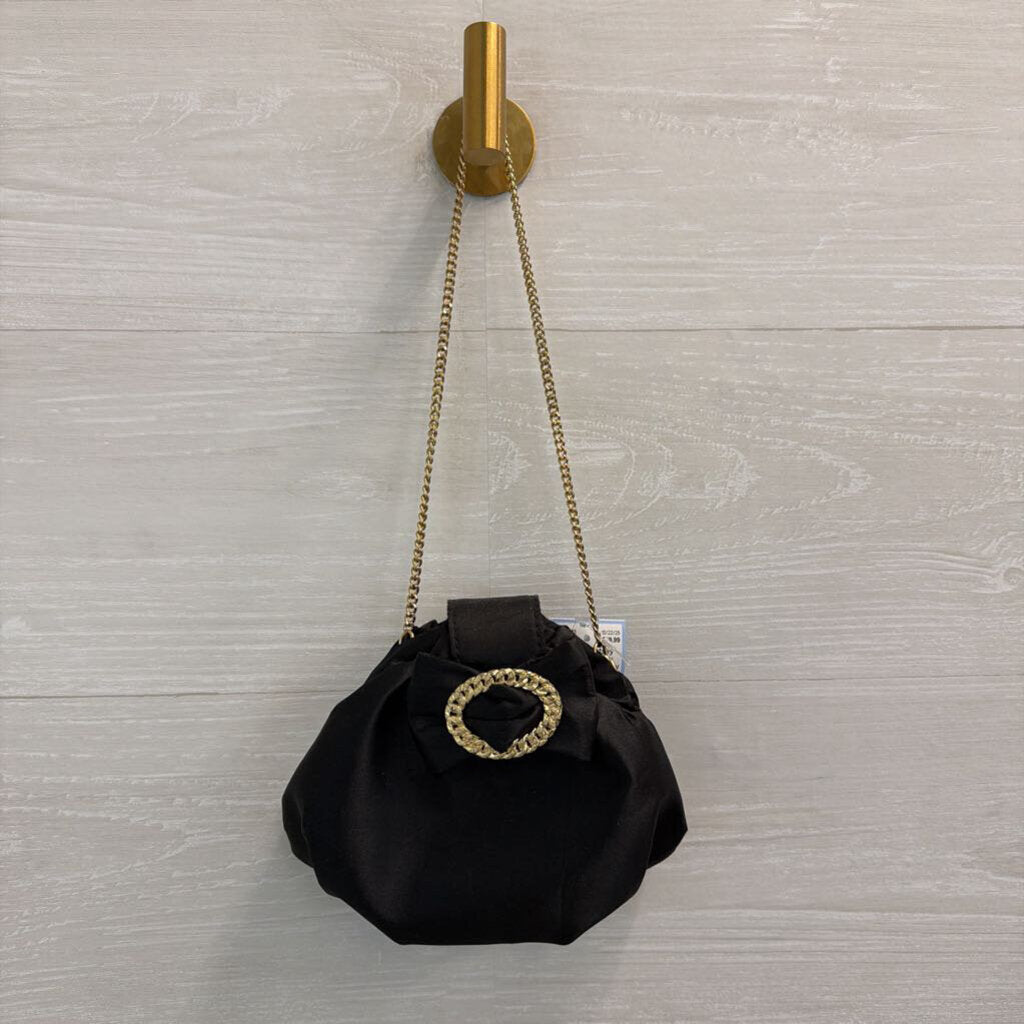Betsey Johnson Black Silky Bow Front Small Purse