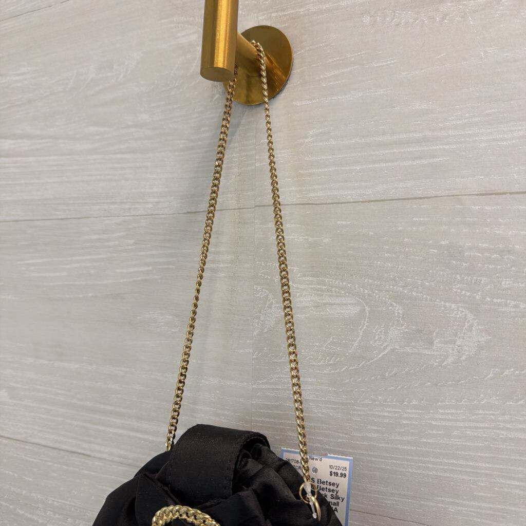 Betsey Johnson Black Silky Bow Front Small Purse