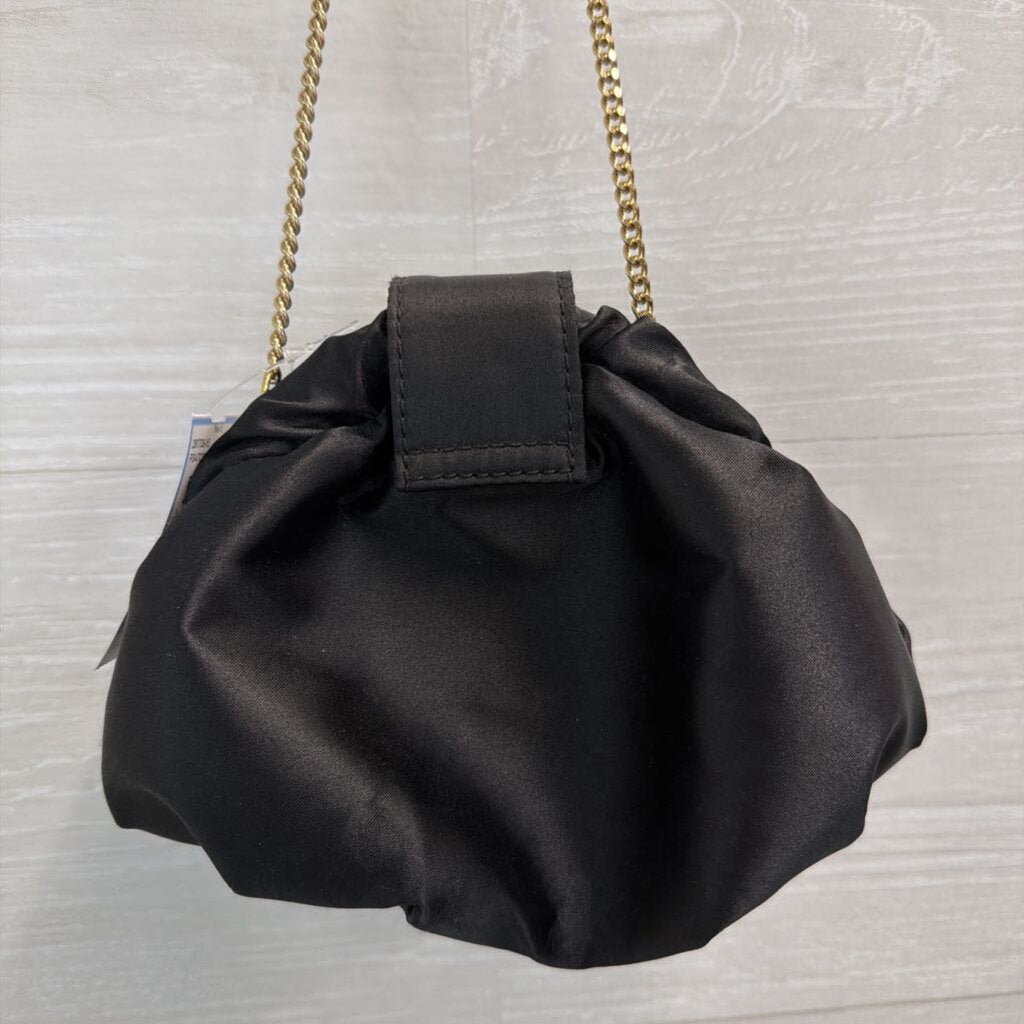 Betsey Johnson Black Silky Bow Front Small Purse