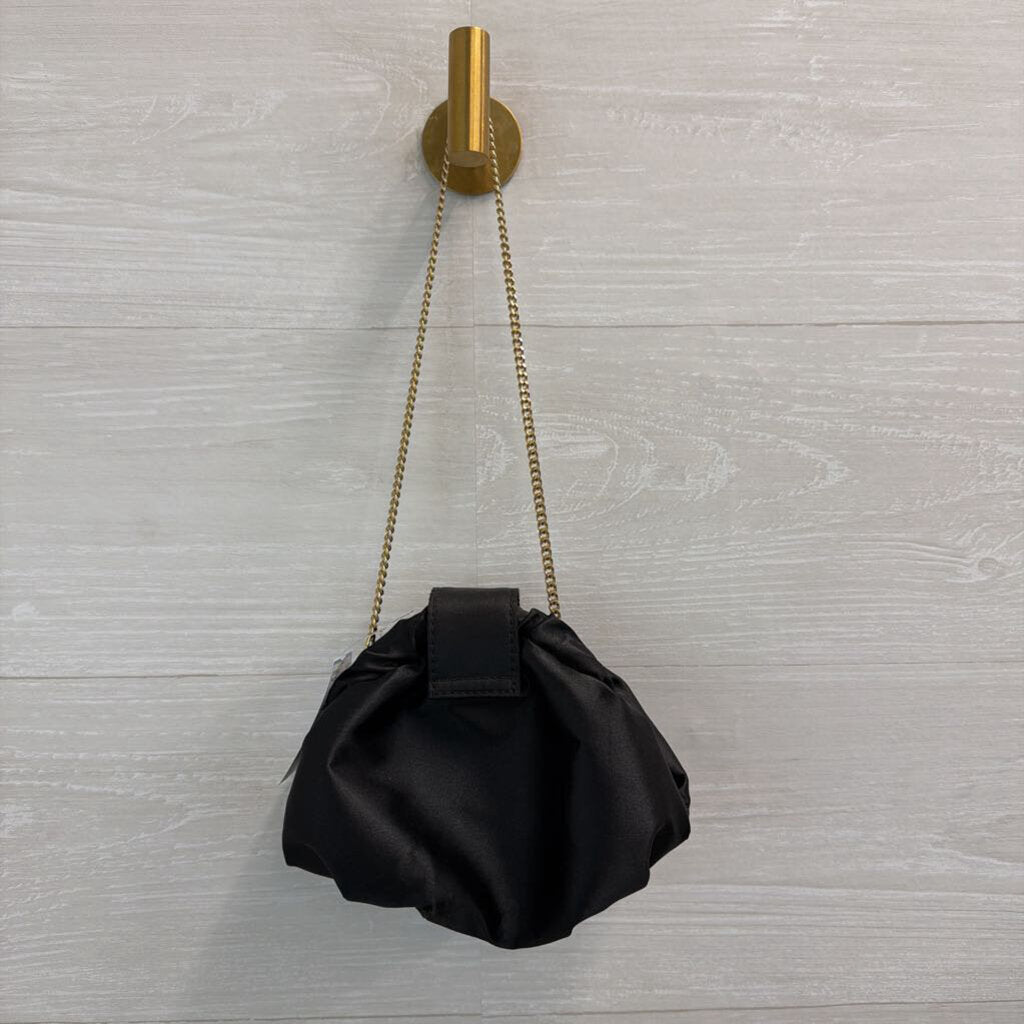 Betsey Johnson Black Silky Bow Front Small Purse