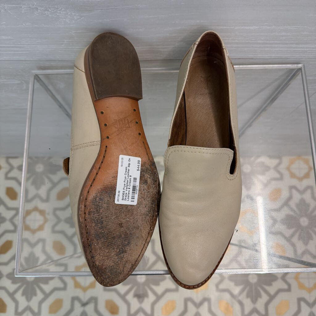 Frye Cream Grace Venetian Leather Slip On Loafers 8