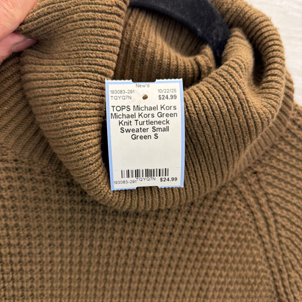 Michael Kors Green Knit Turtleneck Sweater Small