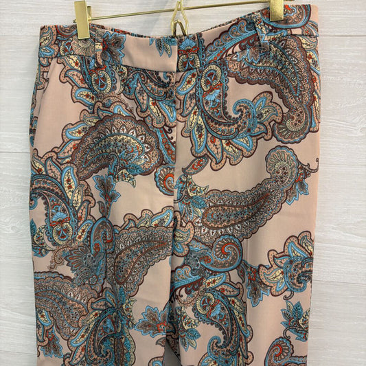 Express Brown/ Multi Paisley Print Wide Leg Trouser Pants Medium