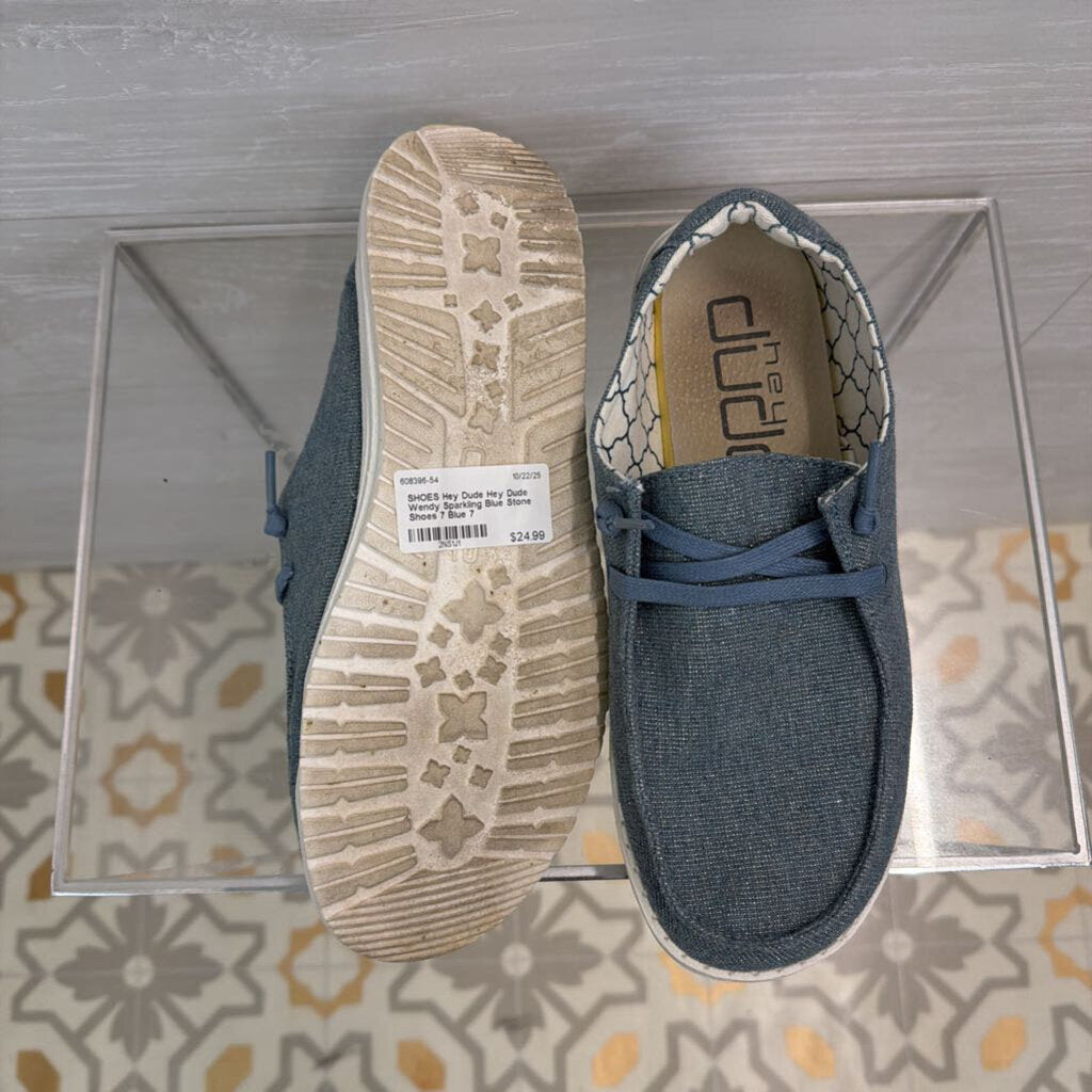 Hey Dude Wendy Sparkling Blue Stone Shoes 7