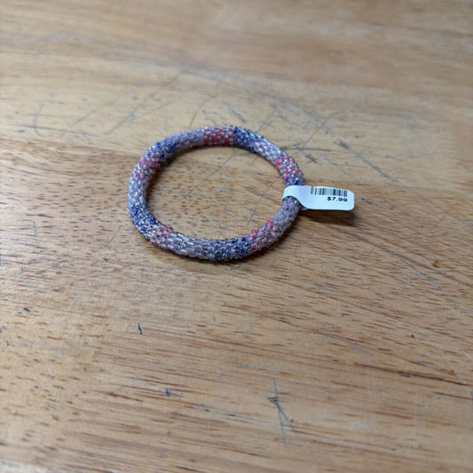 Purple/ Pink Beaded Roll Stretchy Bracelet
