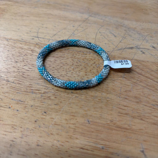 Blue Beaded Roll Stretchy Bracelet