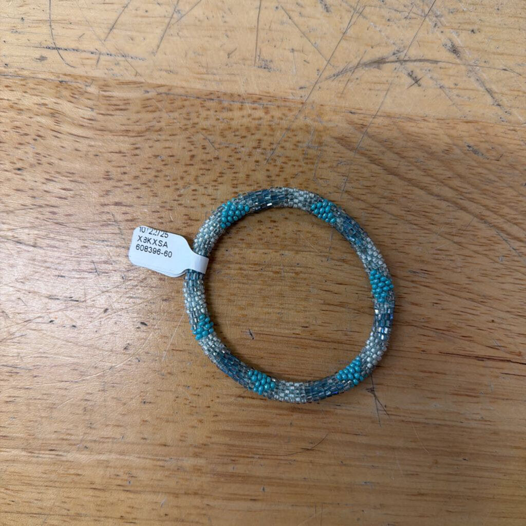 Blue Beaded Roll Stretchy Bracelet