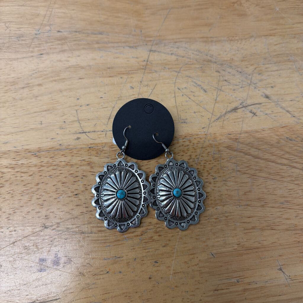 Silver/ Turquoise Statement Drop Earrings