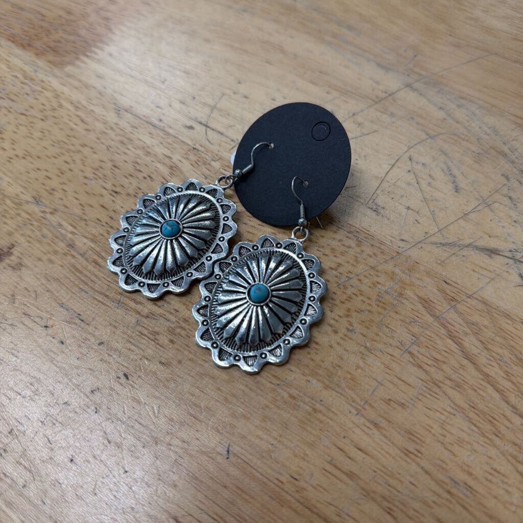 Silver/ Turquoise Statement Drop Earrings