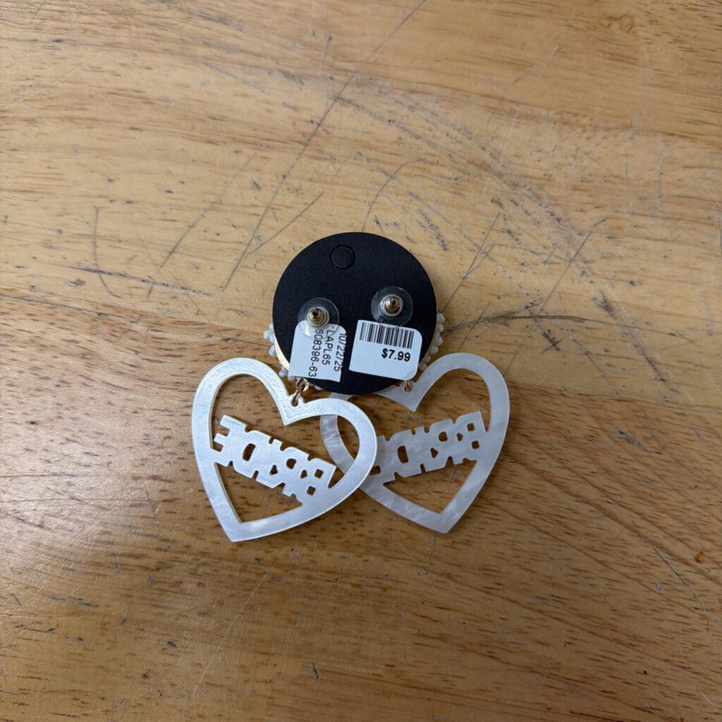 White Beaded Bride Drop Earrings