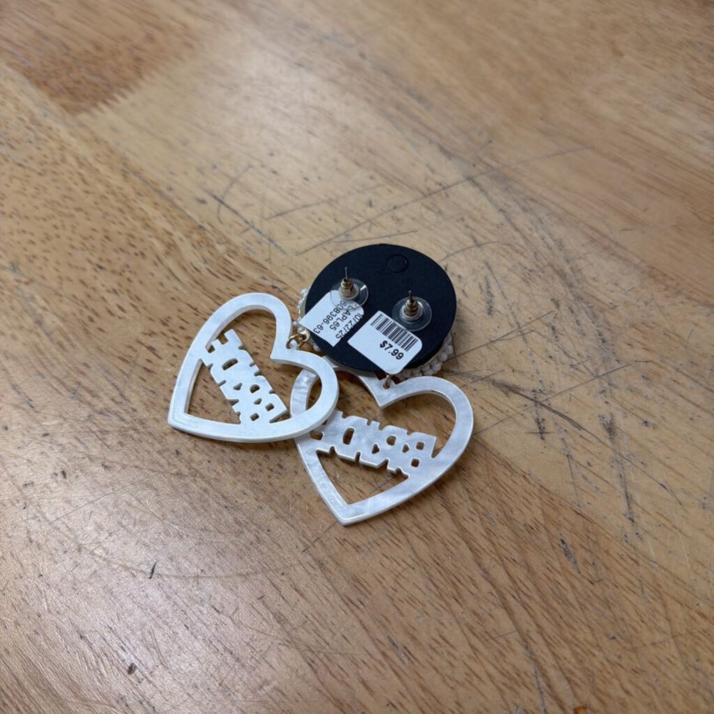 White Beaded Bride Drop Earrings