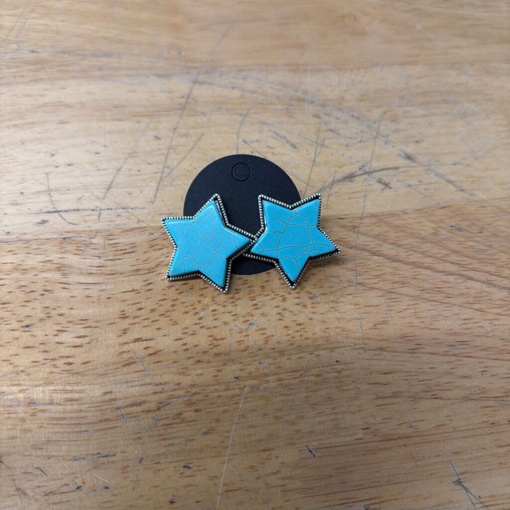 Silver/ Turquoise Star Stud Earrings