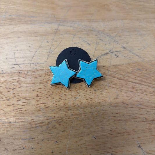 Silver/ Turquoise Star Stud Earrings