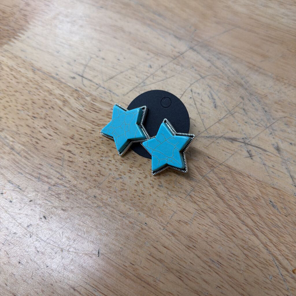 Silver/ Turquoise Star Stud Earrings