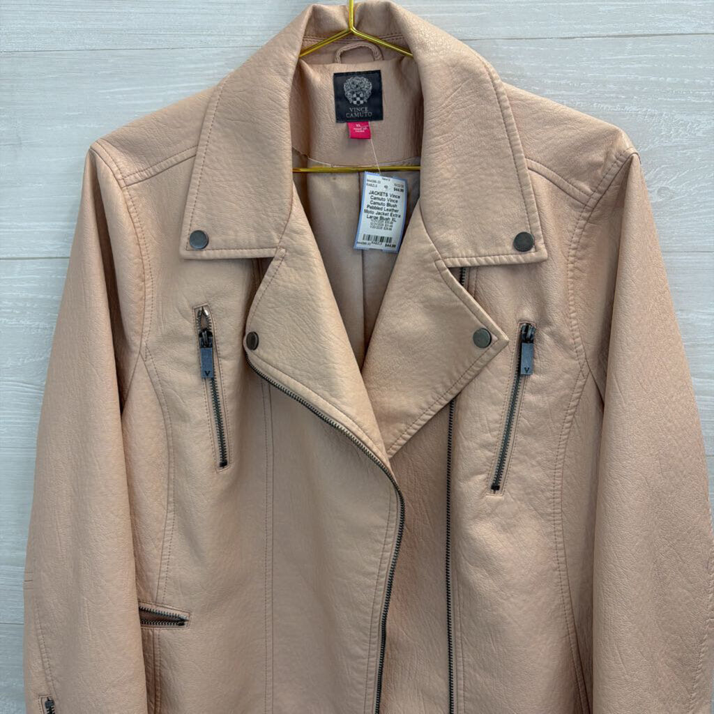 Vince Camuto Blush Pebbled Leather Moto Jacket Extra Large