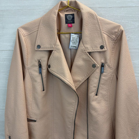 Vince Camuto Blush Pebbled Leather Moto Jacket Extra Large