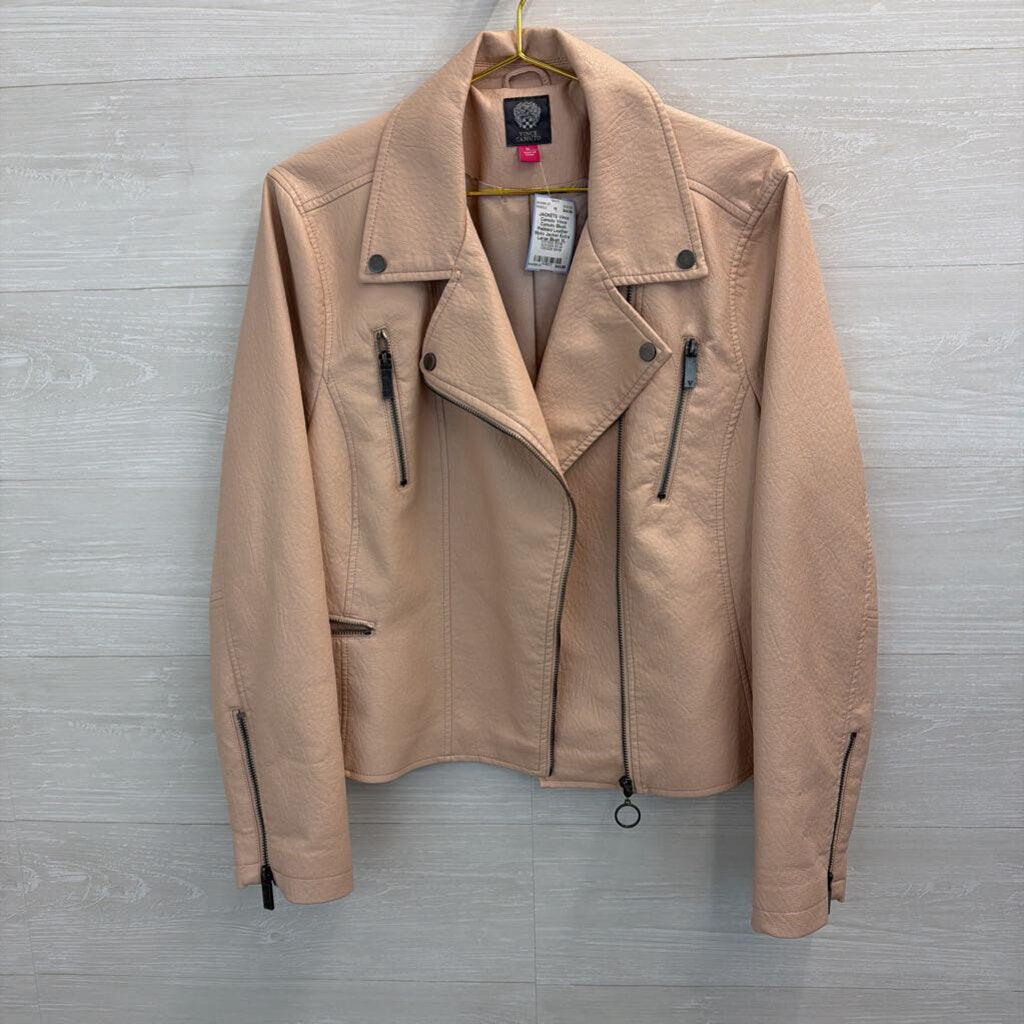 Vince Camuto Blush Pebbled Leather Moto Jacket Extra Large