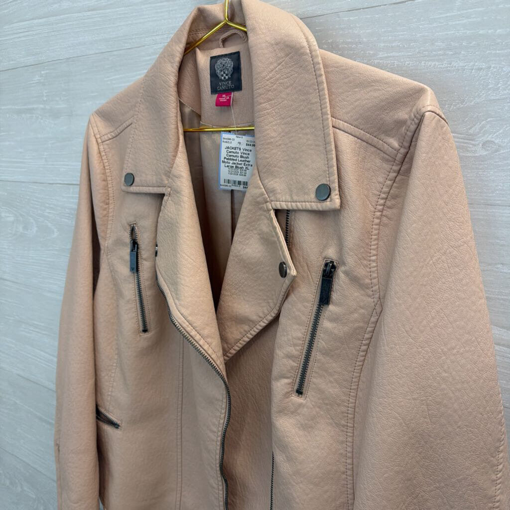 Vince Camuto Blush Pebbled Leather Moto Jacket Extra Large
