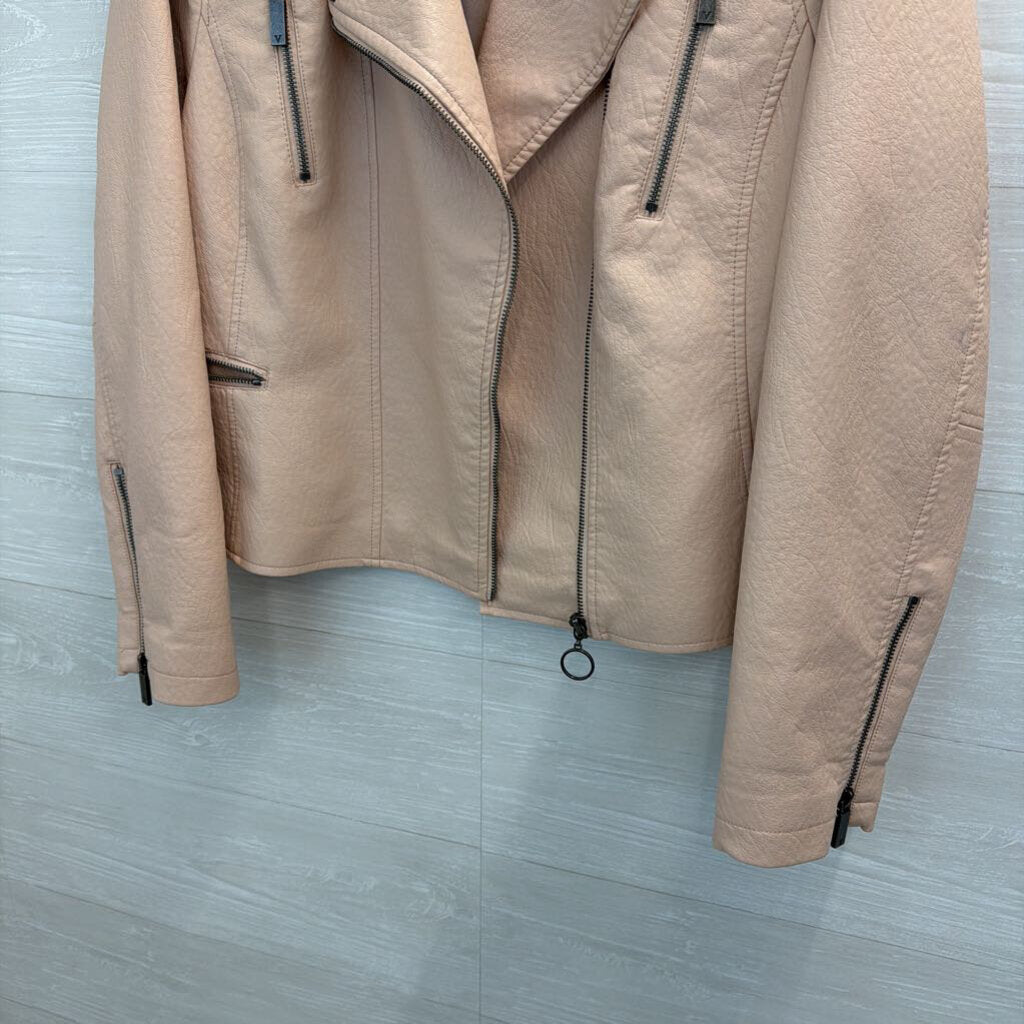 Vince Camuto Blush Pebbled Leather Moto Jacket Extra Large