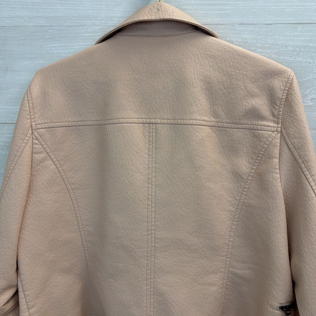 Vince Camuto Blush Pebbled Leather Moto Jacket Extra Large