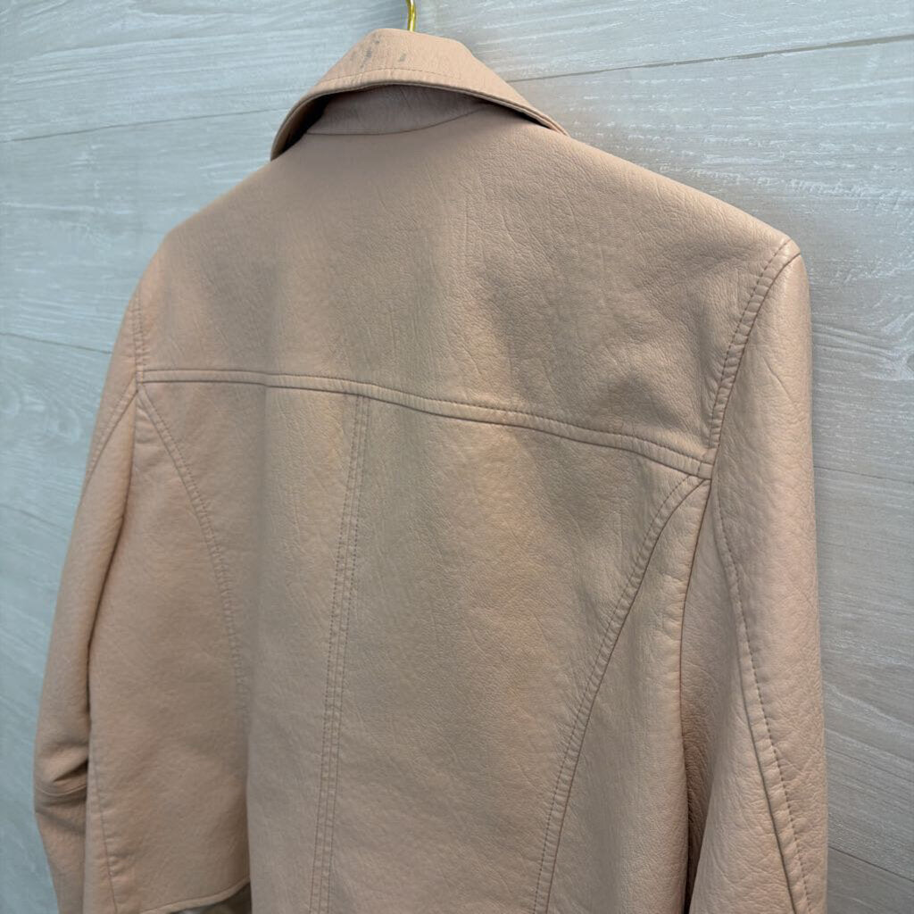Vince Camuto Blush Pebbled Leather Moto Jacket Extra Large