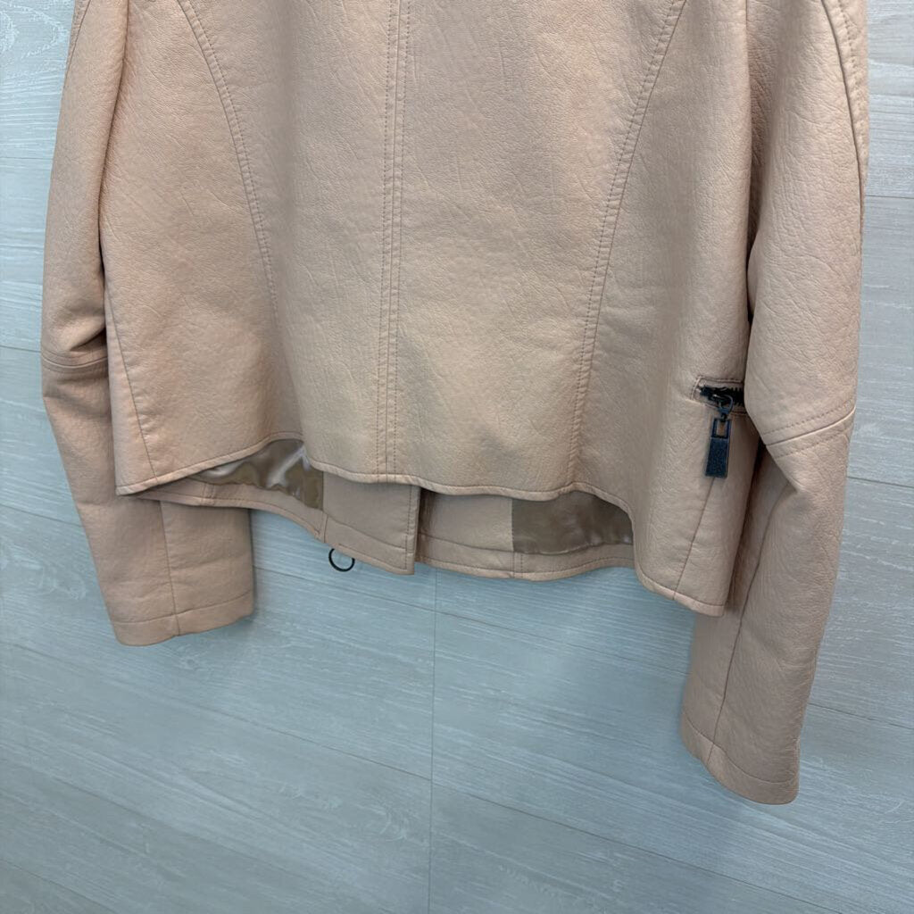 Vince Camuto Blush Pebbled Leather Moto Jacket Extra Large