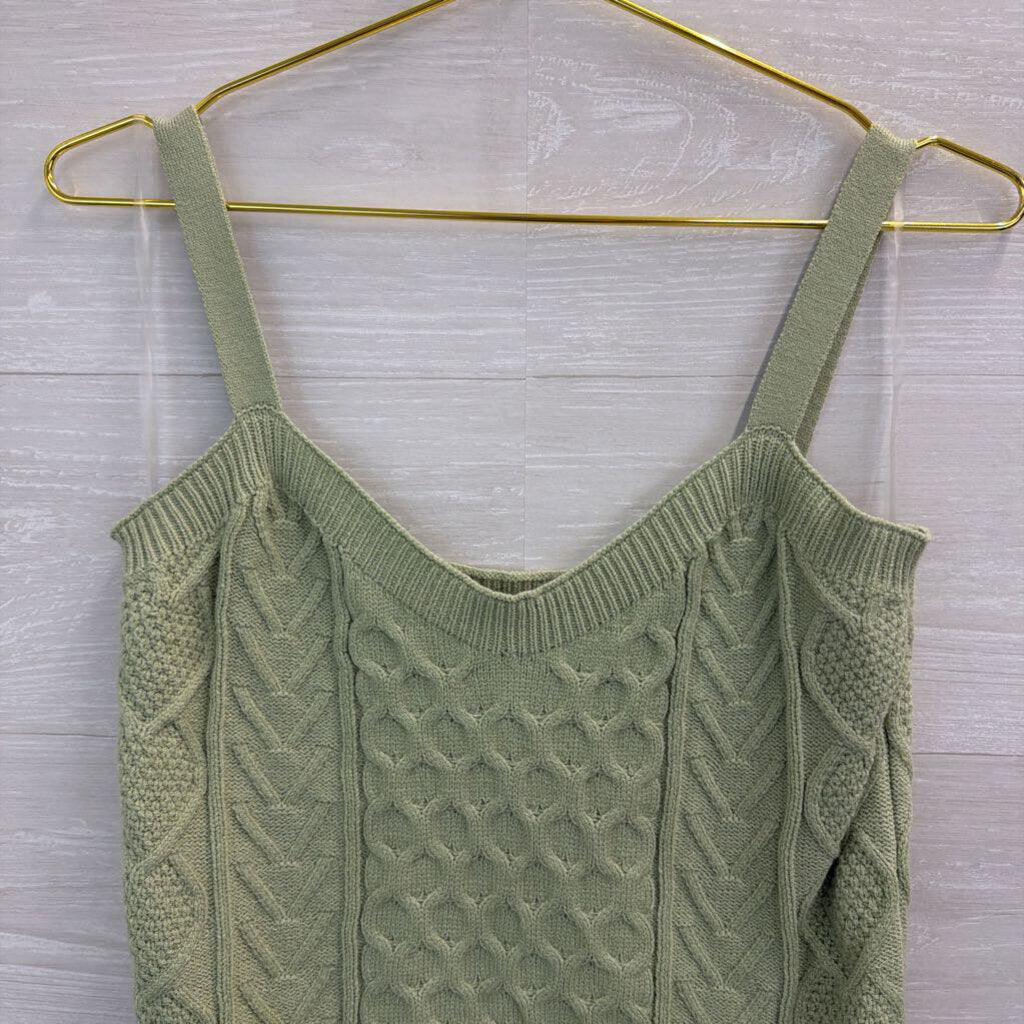 Cotton Emporium Green Cable Knit Tank Top Large
