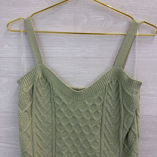 Cotton Emporium Green Cable Knit Tank Top Large
