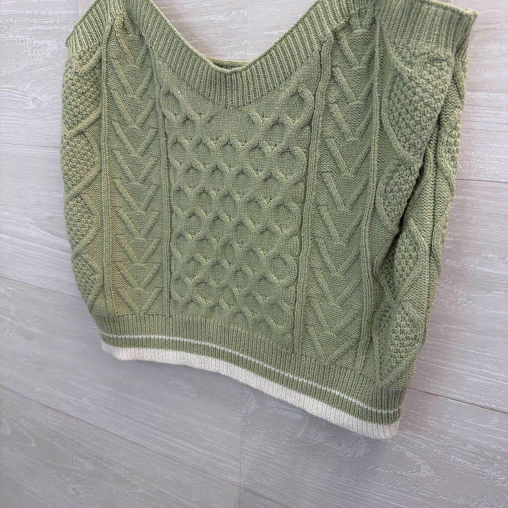 Cotton Emporium Green Cable Knit Tank Top Large